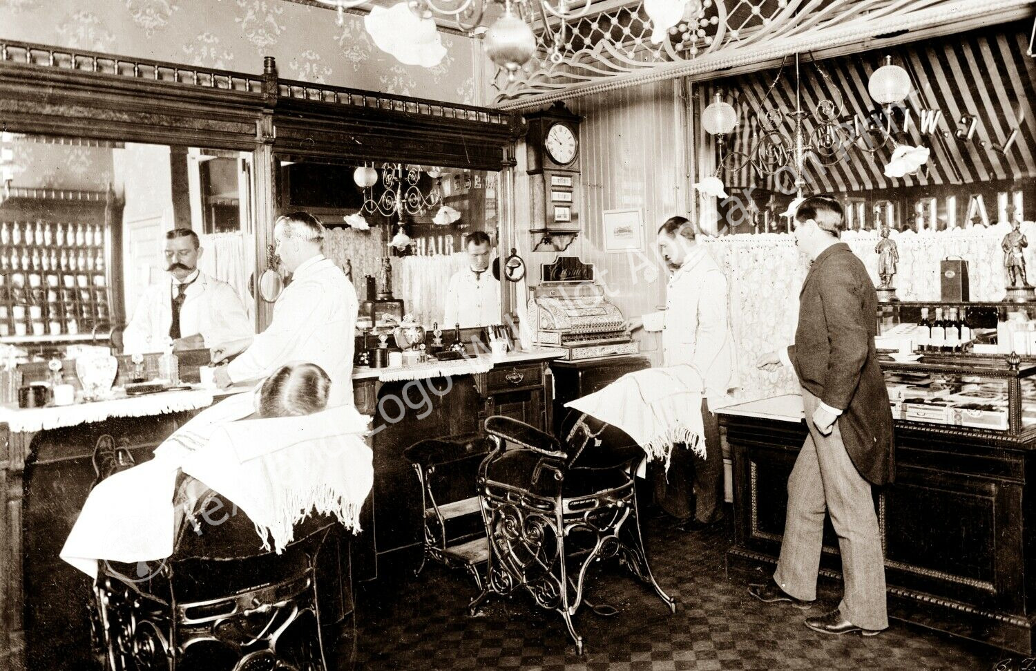 1895-1910 LC Wiseman Barber Shop NYC Vintage Photograph 11\