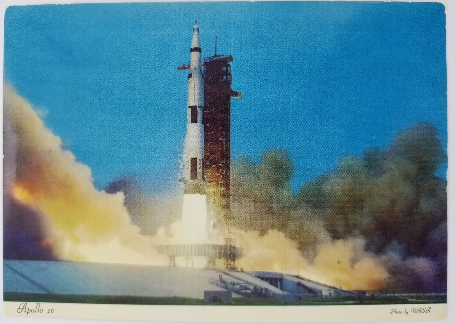 Apollo 10 Saturn V Blastoff Launch John F. Kennedy Space Center Chrome Postcard