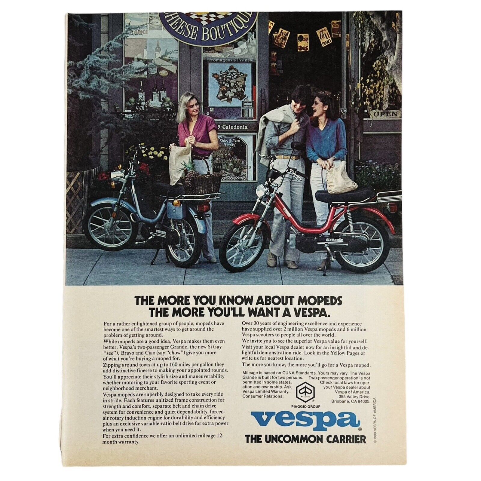Vintage 1980 Vespa Grande Si Bravo Ciao Moped Magazine Print Ad 8