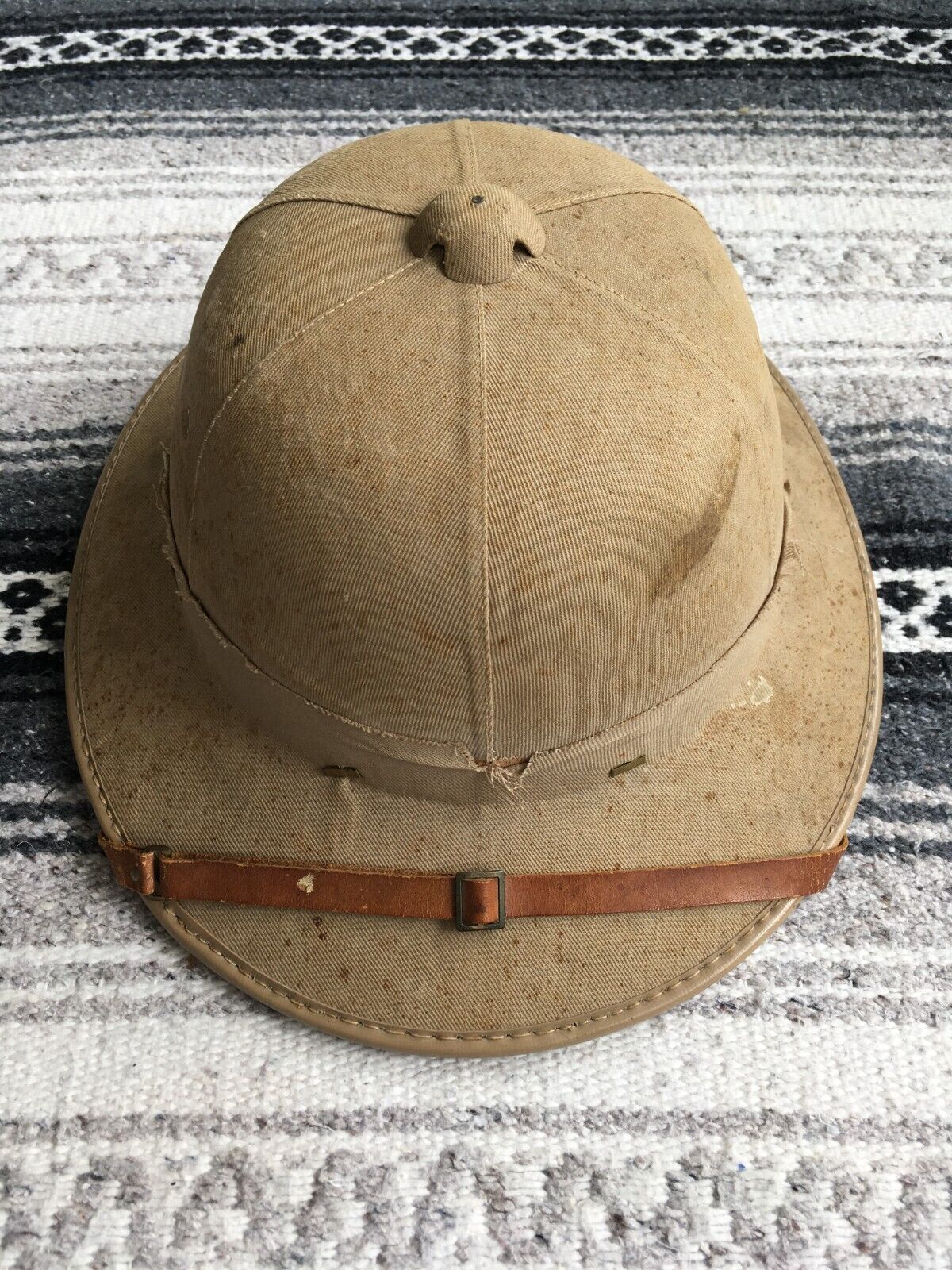 Vintage Pre WW2 era Military Pith Sun Hat KHAKI French Helmet Capeau de Paris