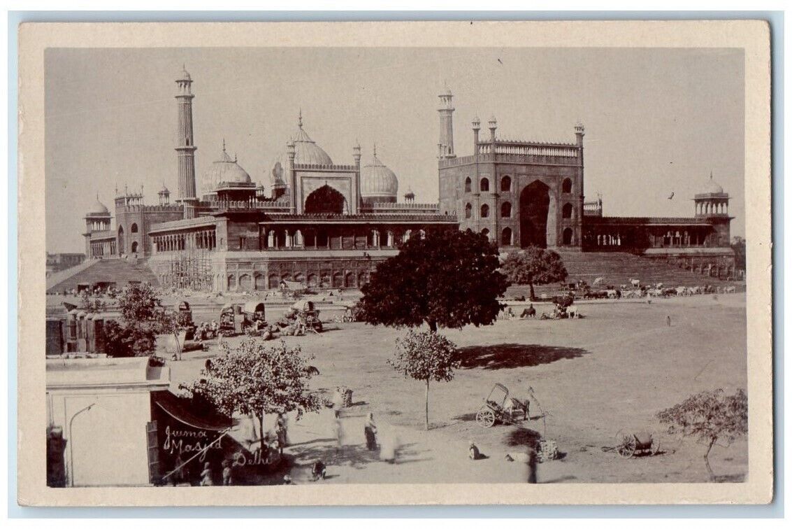 c1920\'s Jama Masjid Cathedral Mosque View Delhi India RPPC Photo Postcard