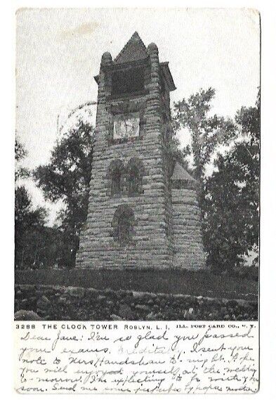 Roslyn Long Island New York NY  The Clock Tower  1906 Postcard Nassau County