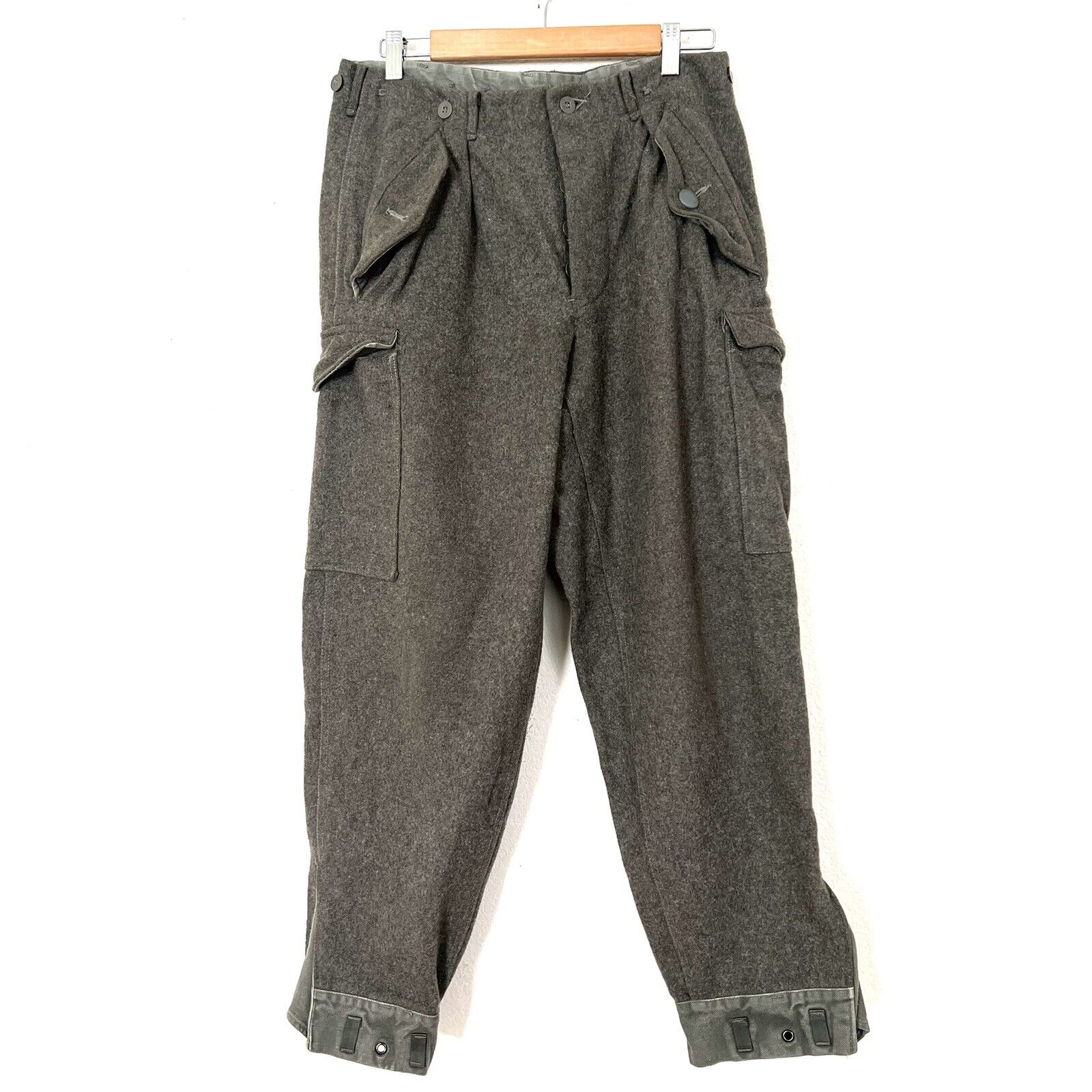 Vintage Swedish Heavy Wool Military Cargo Pants Trousers 3 Crown Men's 32 1972