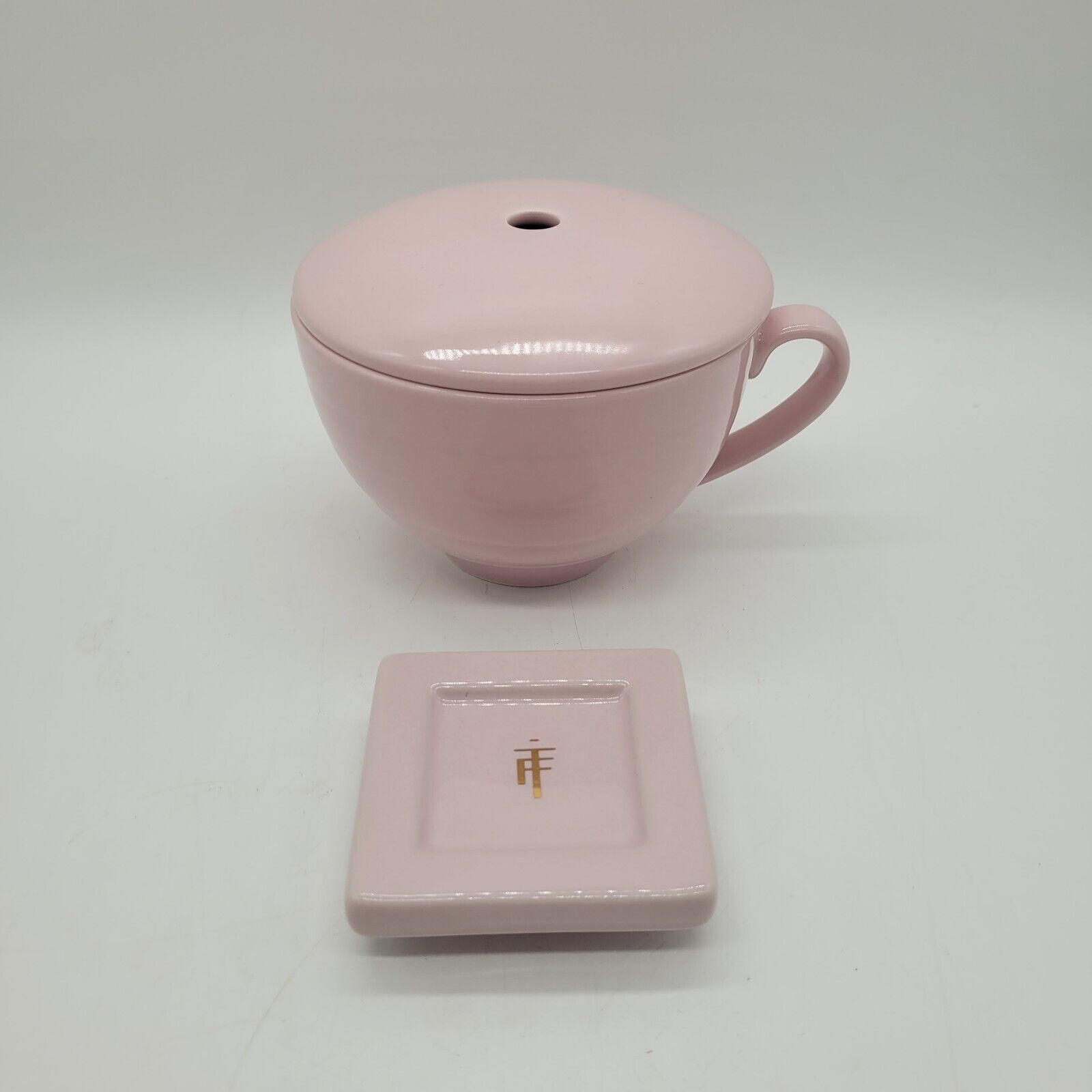 Tea Forte Cafe Cup Pink Ceramic Tea Cup With Lid And Teabag Holder