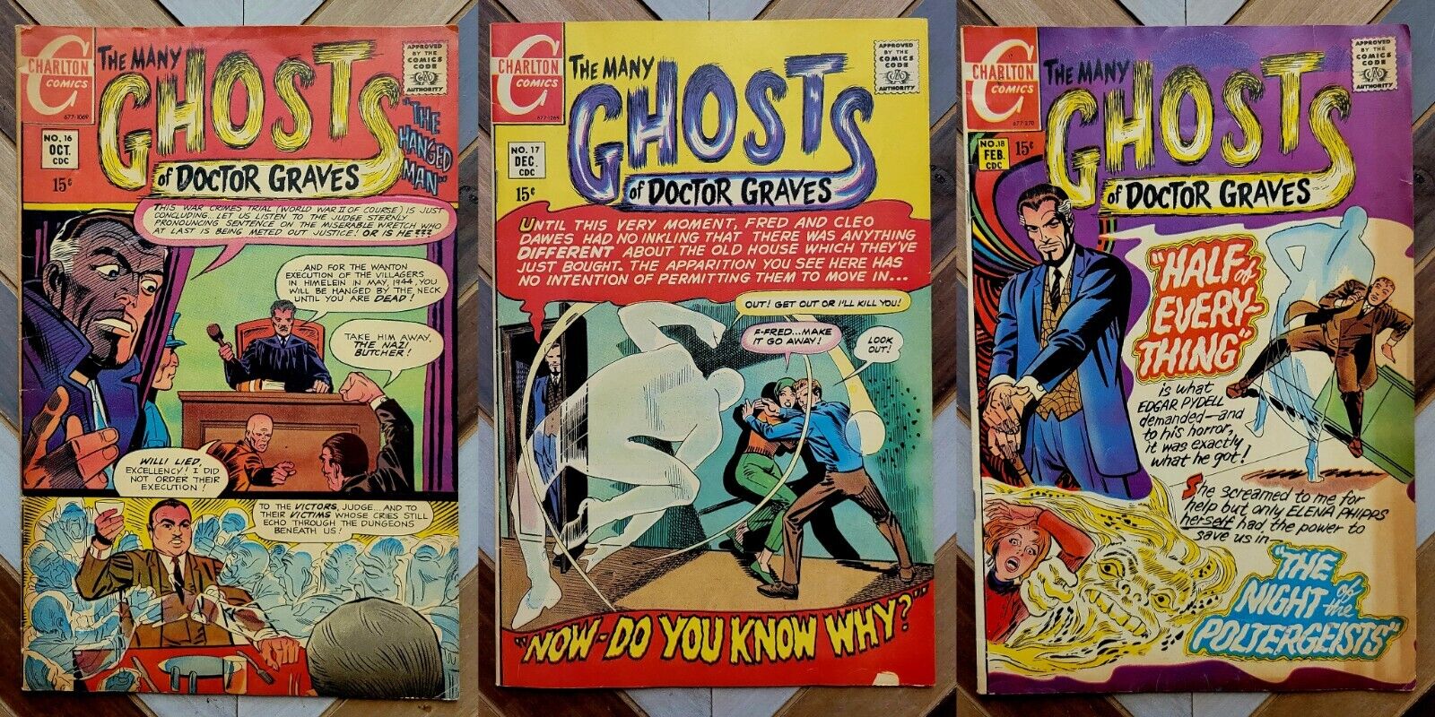 MANY GHOSTS OF DR GRAVES #16, 17, 18 (Charlton 1969) STEVE DITKO Covers HORROR
