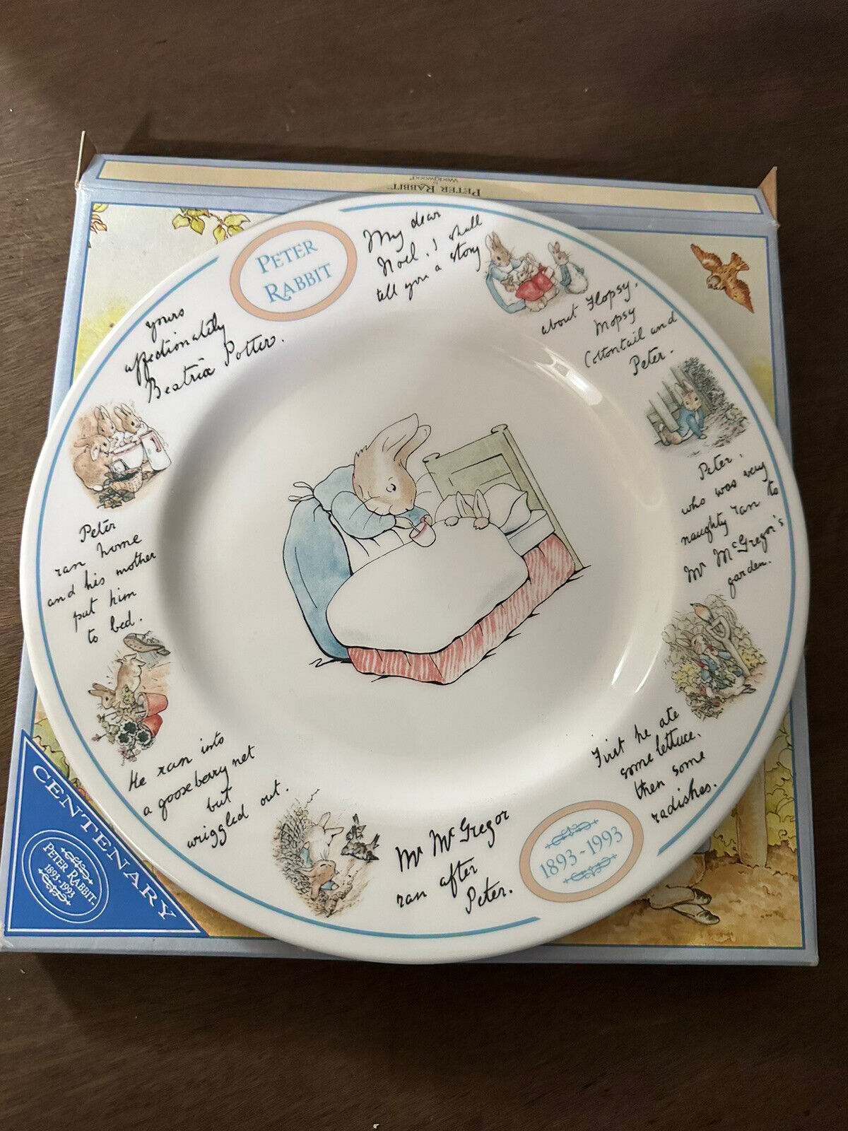 Vintage Wedgwood Beatrix Potter Peter Rabbit Centenary Cake Plate 1893-1993 NEW