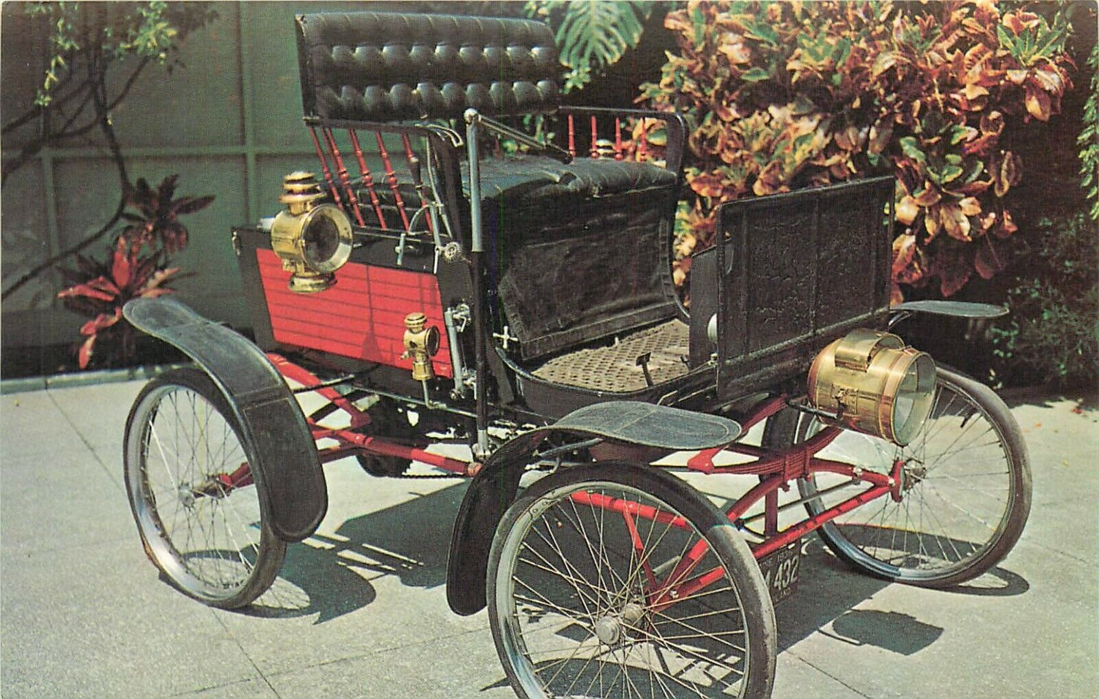 1899 Locomobile Steamer Bellm Antique Car Music Yesterday Sarasota FL Postcard