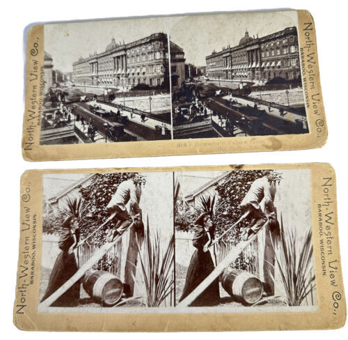 Lot Of 2 Northwestern Viewing Co. Antique 1898 Stereo-view Stereograph Photos