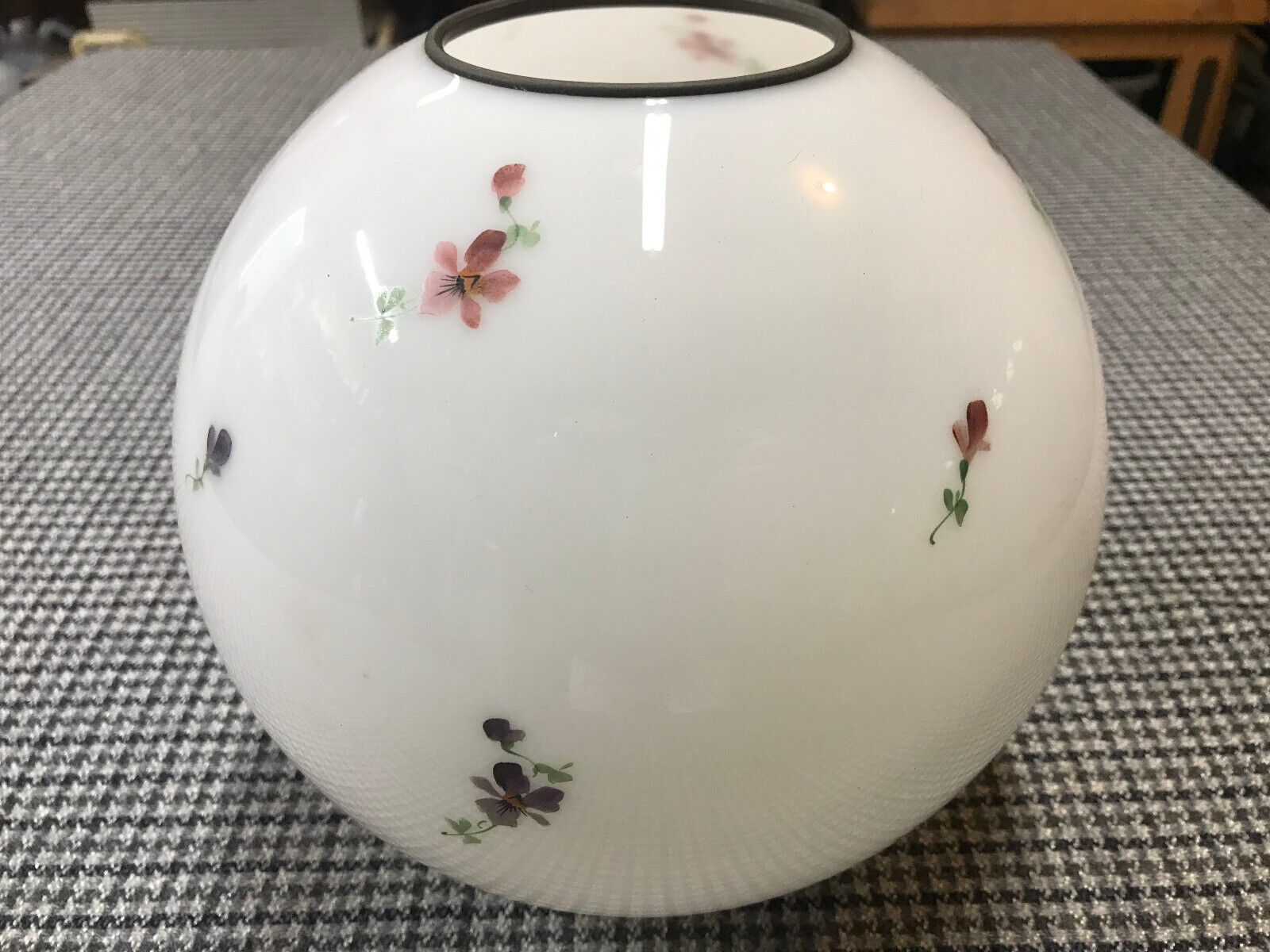 Antique Victorian Gone with the wind lamp globe shade White with Small Flowers