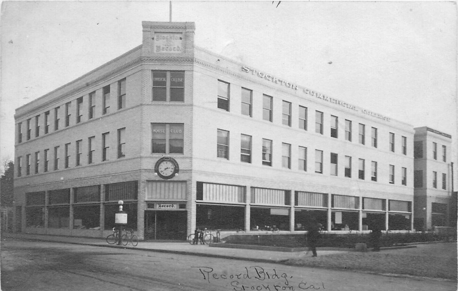 Postcard RPPC 1912 California Stockton Record Building Occupation CA24-454