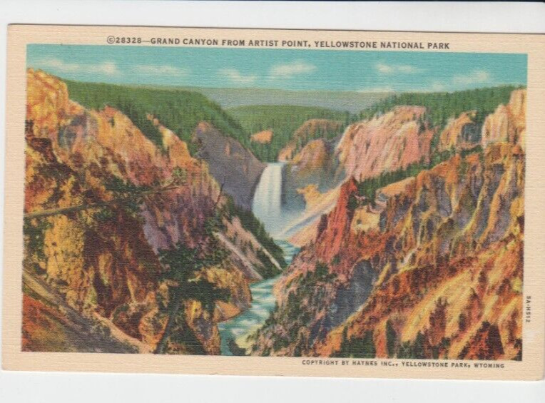 Postcard WY Yellowstone Wyoming Grand Canyon From Artist Point G17