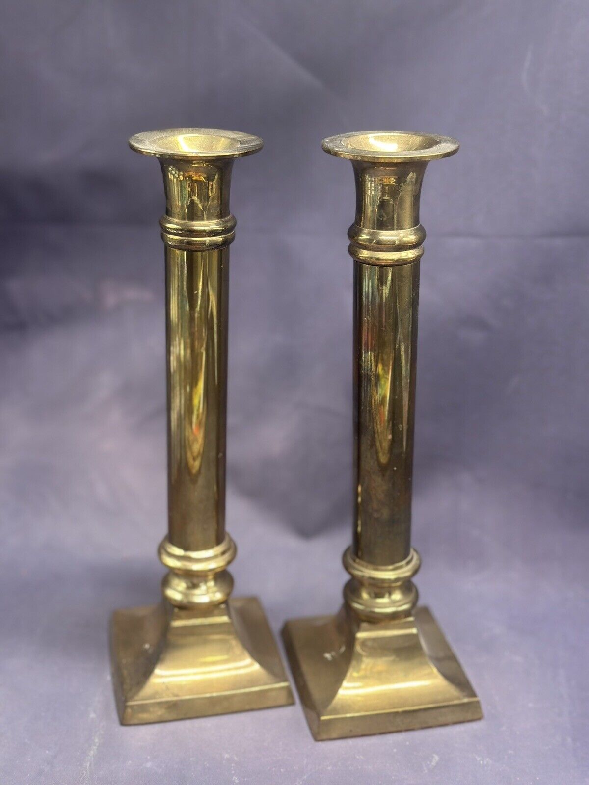 Vintage Brass Candlesticks Candle Holders Solid Pair Ornate Regent