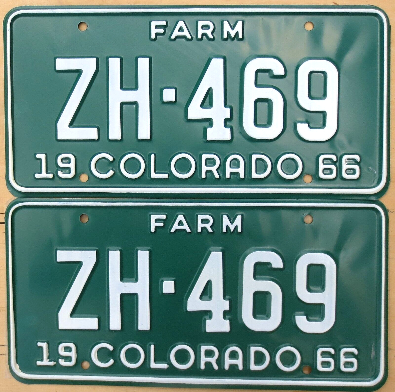 1966 Colorado License Plate Number Tag PAIR Plates - Farm Truck