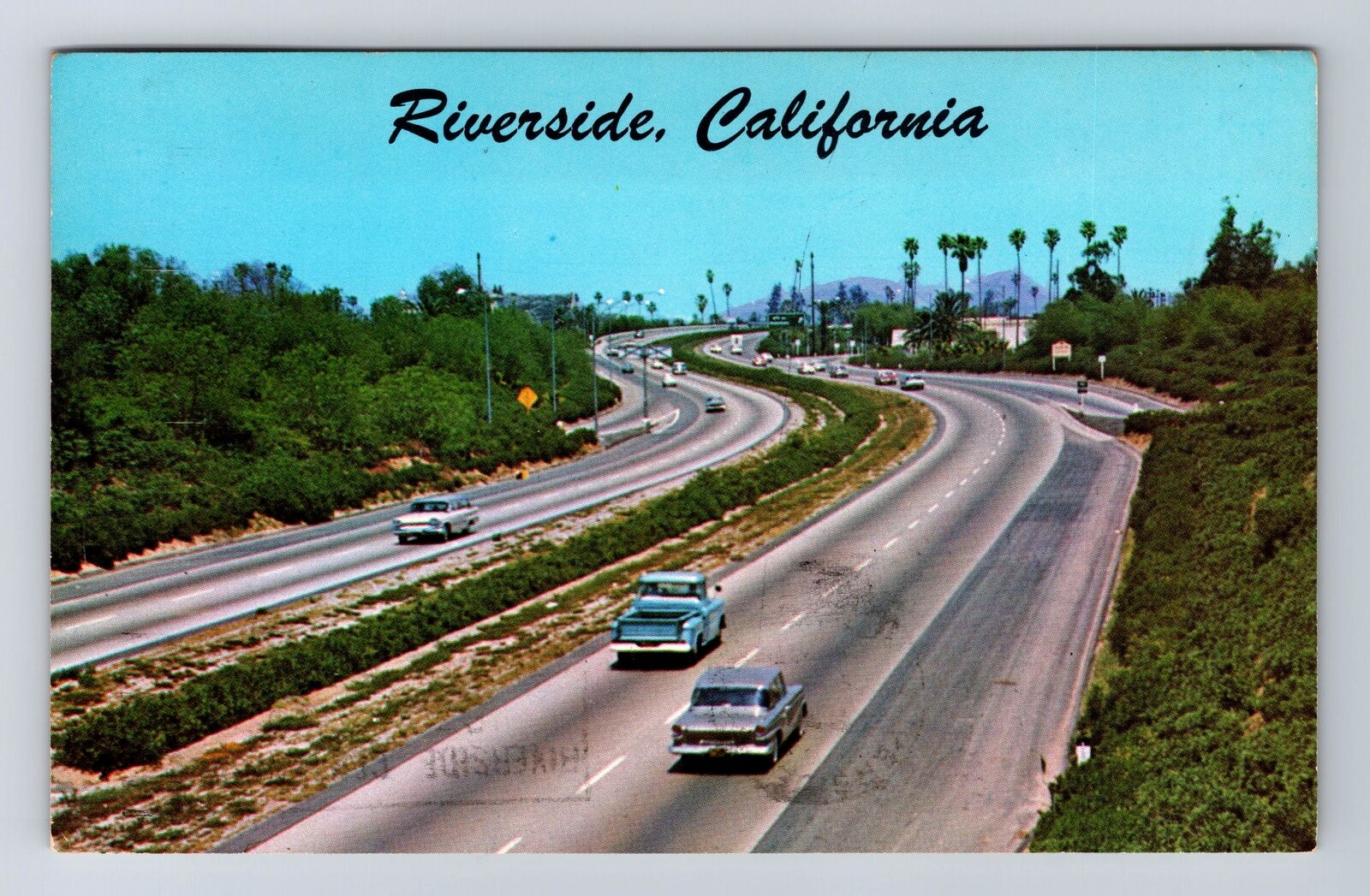 Riverside CA-California, Riverside Freeway, Antique Vintage c1970 Postcard