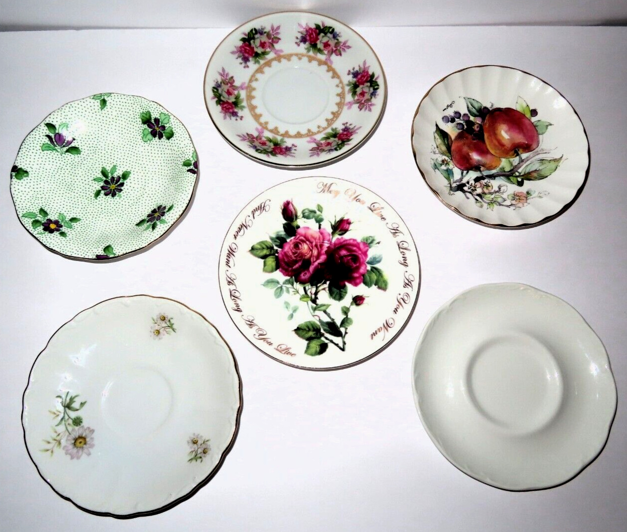 Vintage Tea Saucer Lot of Six (6) Good for Crafting Home Decor Repurposing