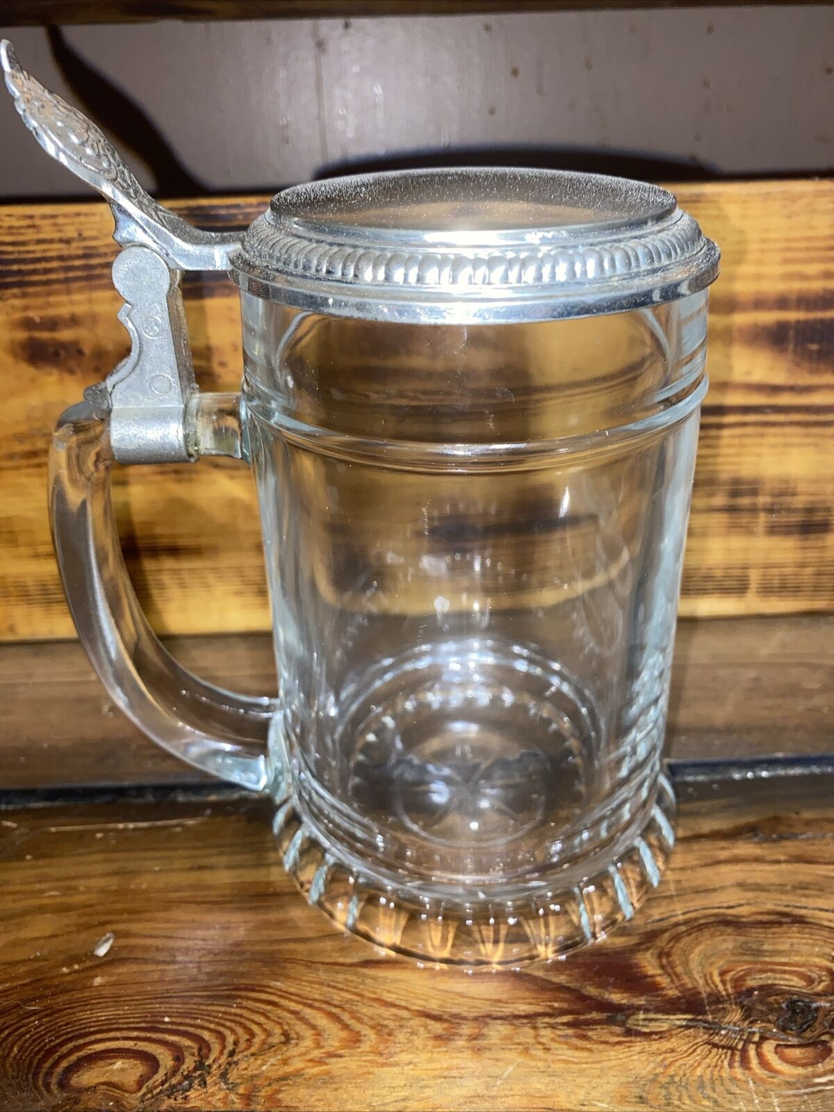 Vintage ALWE Glass Beer Stein with Pewter Lid - West Germany.