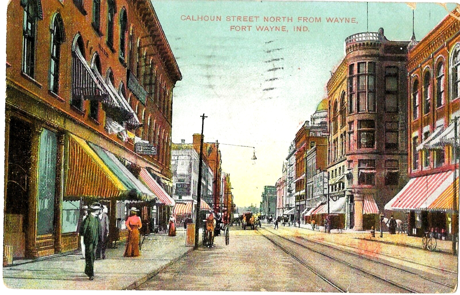 Fort Wayne IN 1908 on Calhoun Street North from Wayne