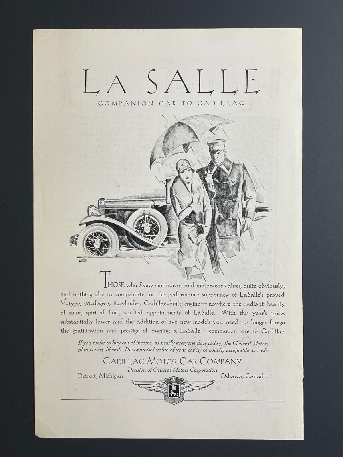 Original 1928 La Salle Car - Original Print Advertisement (10 in x 6.5 in)