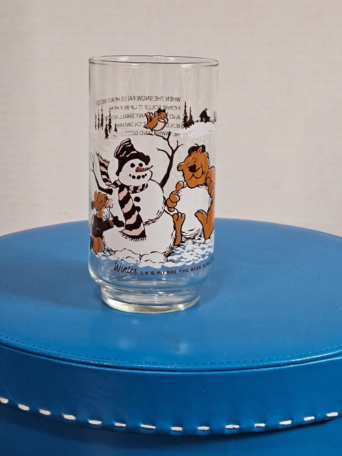 Vintage 1977 LK’s Pierre the Bear Winter Collector Glass 