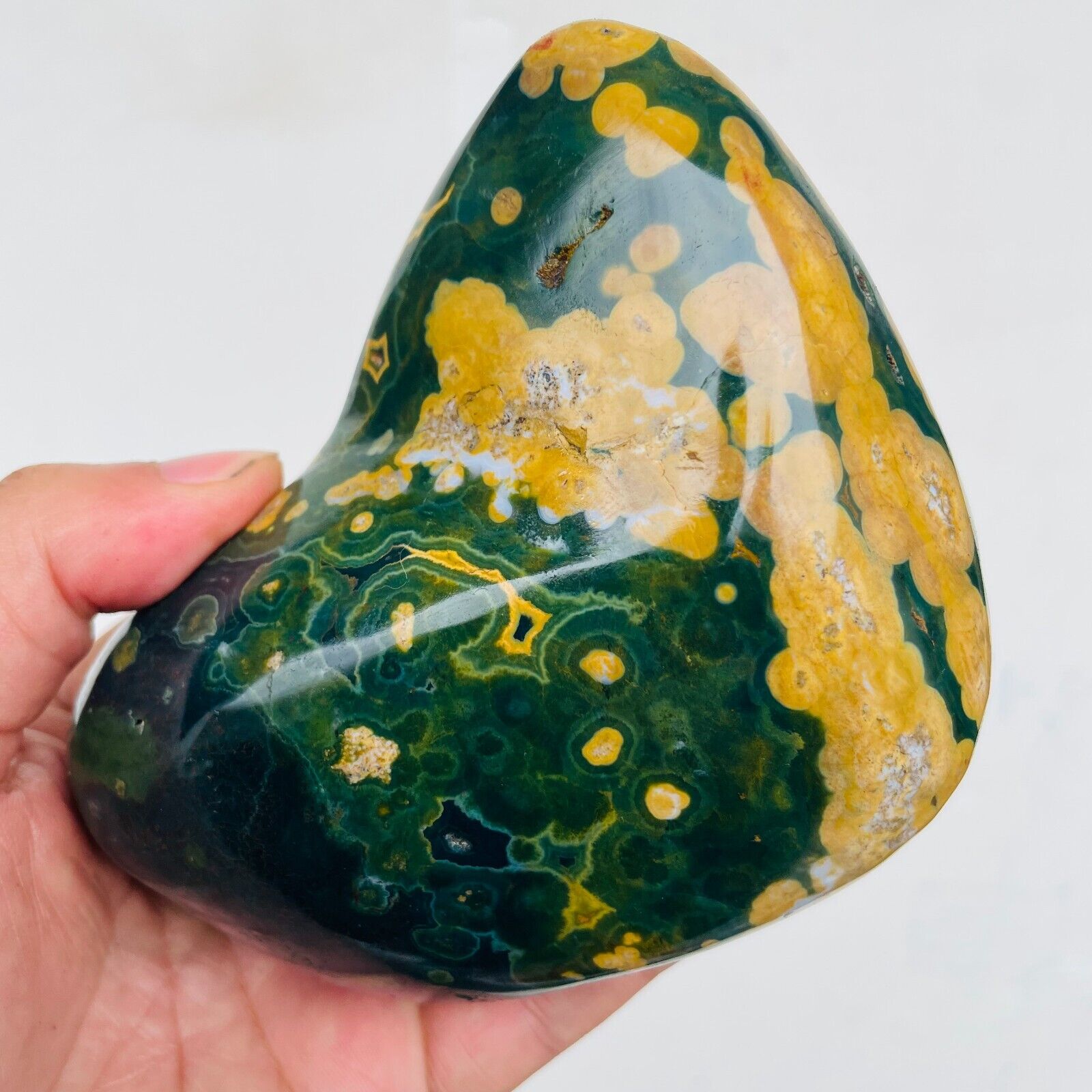 822g Natural Exquisite Pattern Ocean Jasper Geode Crystal Freeform Specimen