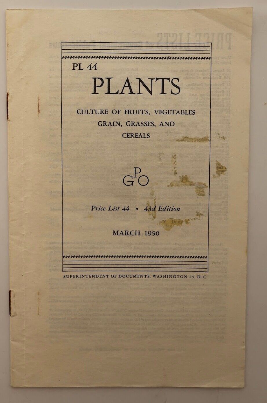 1949 US Government Printing Office: Plants -Fruits, Veg, Grains, Grasses, Cereal