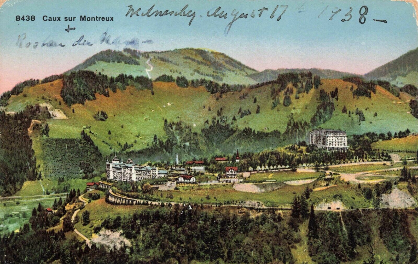 Postcard Ephemera Caux sur Montreux Canton of Vaud, Switzerland Lake Geneva