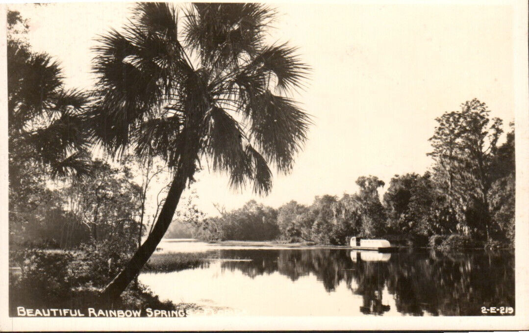 Florida, Rainbow Springs, RPPC c1940s Vintage Boat, Postcard 3826