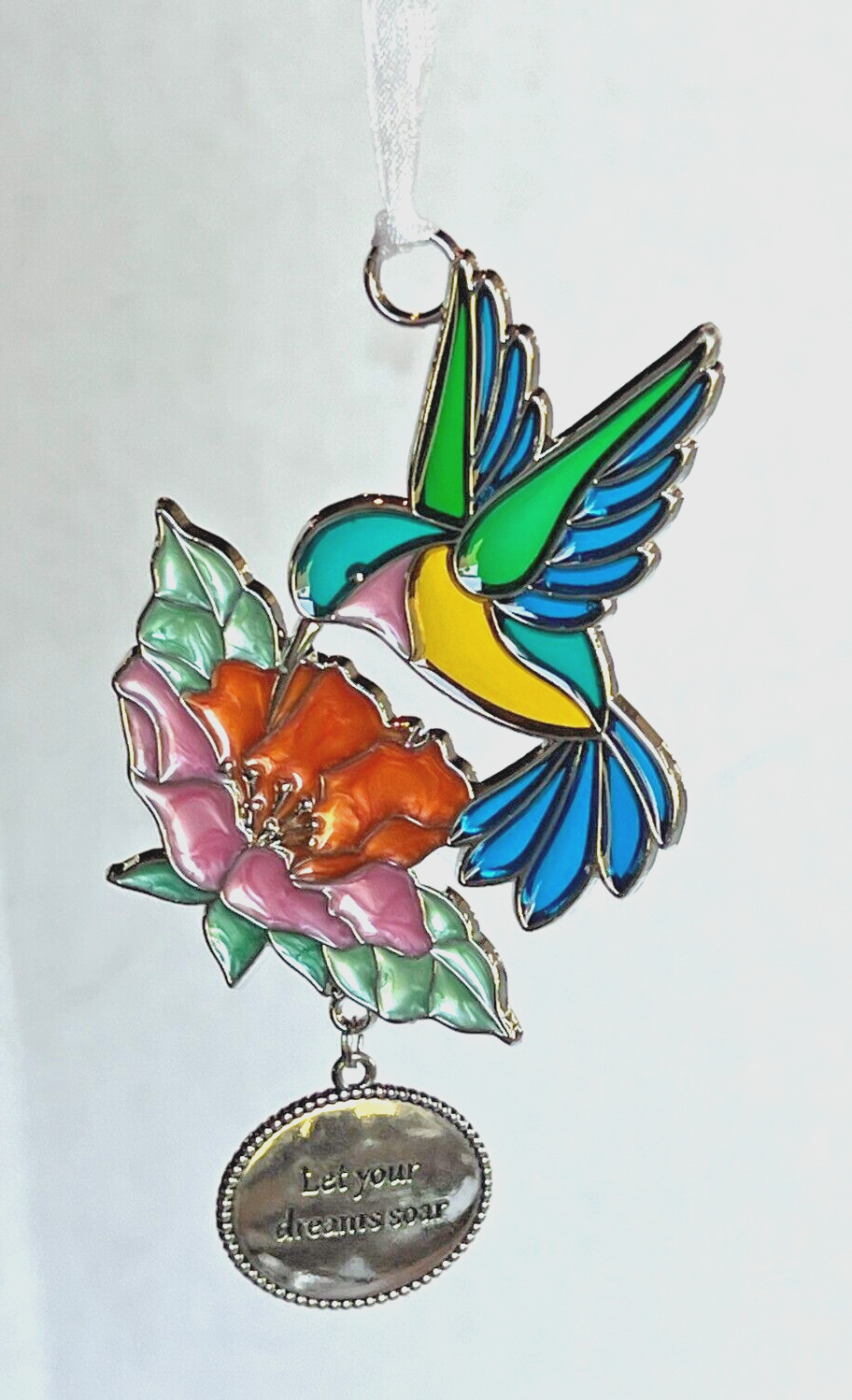 Ganz Stained Glass Look HUMMINGBIRD Ornament/Car charm \