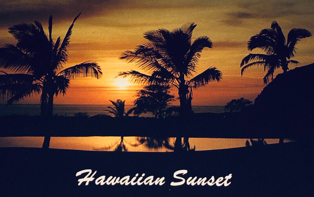 Vintage Postcard Hawaii, Hawaiian Sunset with Palms, Honolulu HI K11
