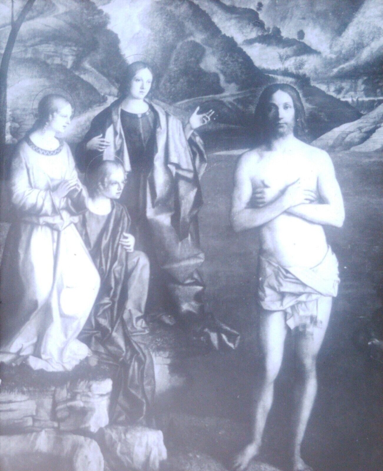 Baptism of Christ, Detail, Giovanni Bellini, Magic Lantern Glass Slide
