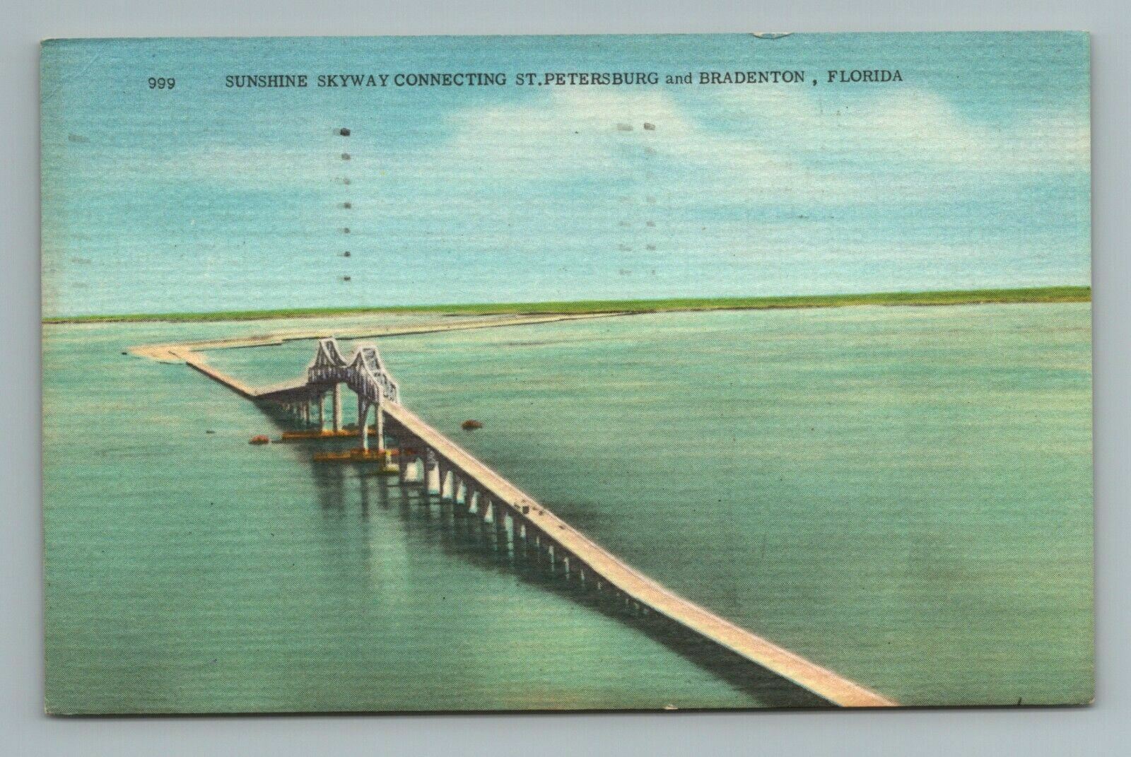 Sunshine Skyway Tampa St Pete Petersburg Bradenton Birdseye Florida Postcard