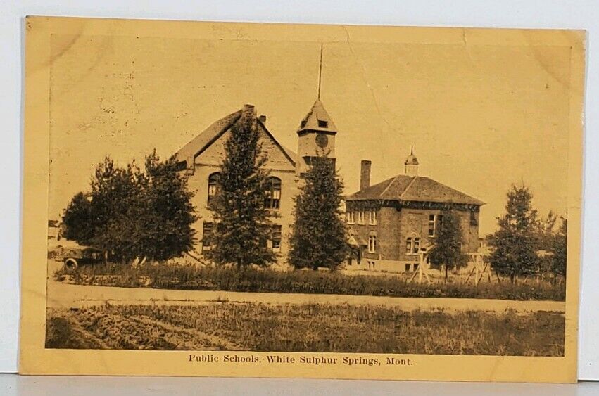 MT White Sulpher Springs Montana Public Schools 1920s Postcard J19