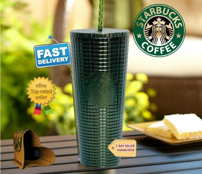  🌺Starbucks Disco Ombre Pine Green Studded Grid Cold Cup Venti 24oz New Release