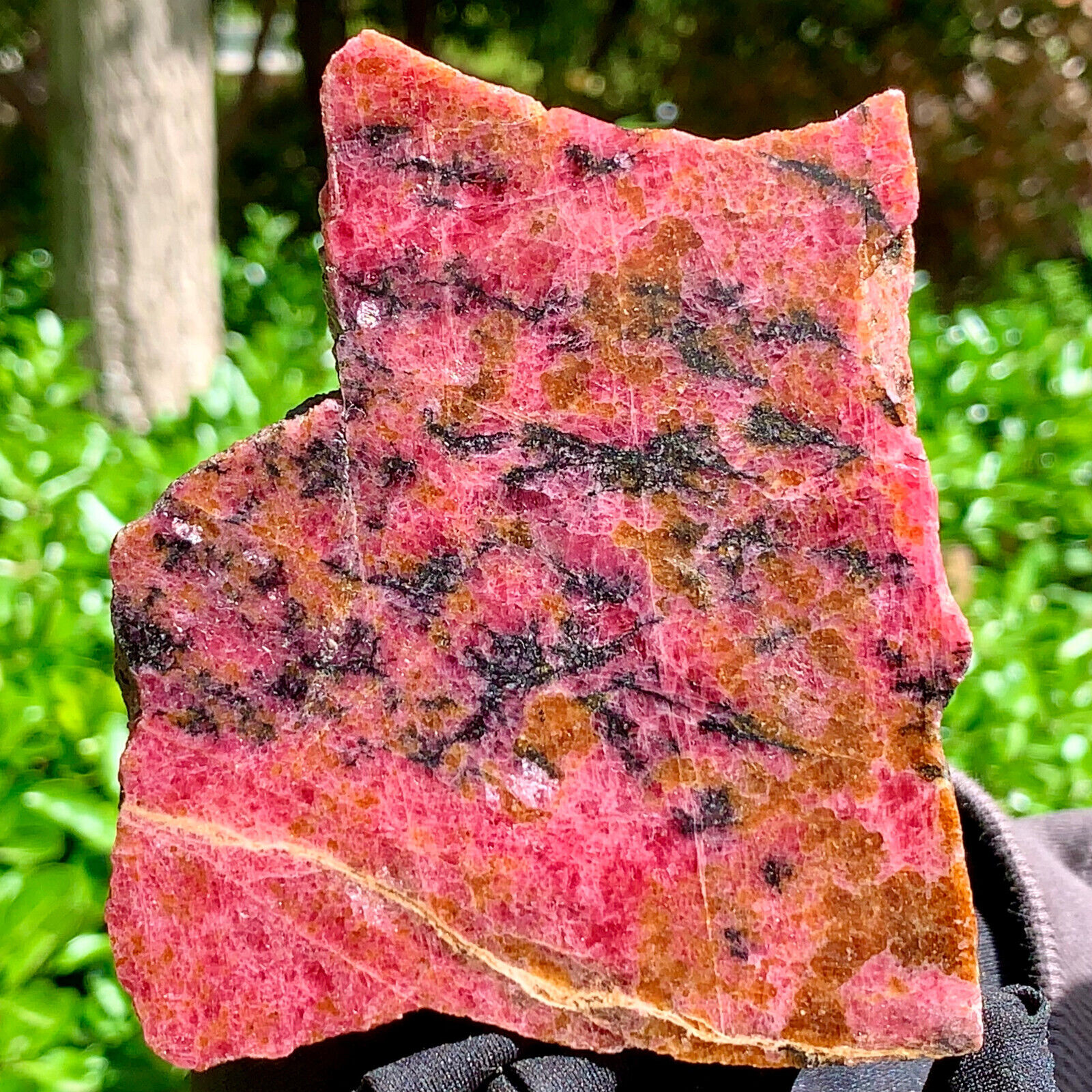 389G Natural Amazing nature pink Rhodonite raw crystal mineral specimens
