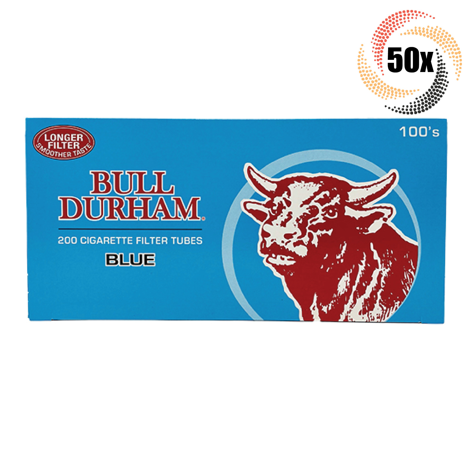 50x Boxes Bull Durham Blue Light 100MM 100's ( 10,000 Tube ) Cigarette RYO
