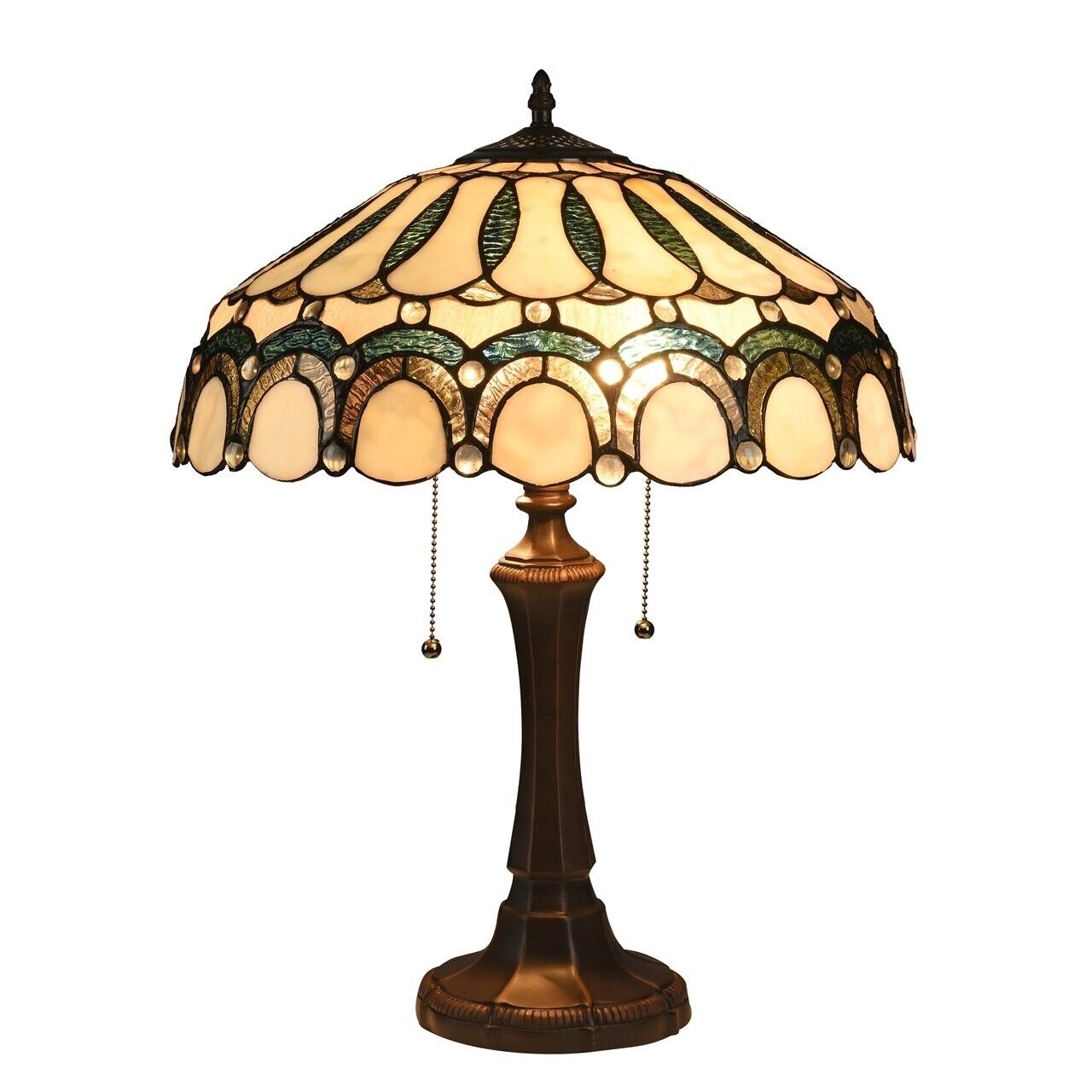 22” Tiffany Style Stained Glass Table Lamp with Victorian Design Shade