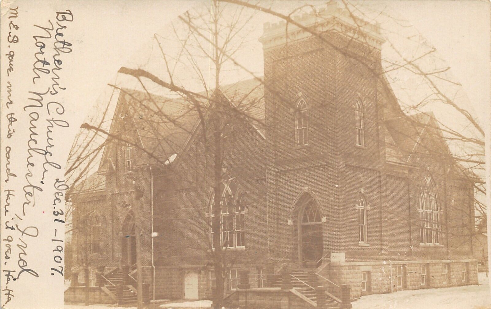 North Manchester Indiana~Our New Church~Doesn\'t Look Brethren Does It?~1907 RPPC
