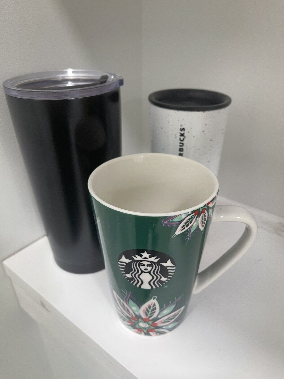 3x Starbucks Cups Tumblers Starbuck Travel Mugs LOT 3 USED Holiday