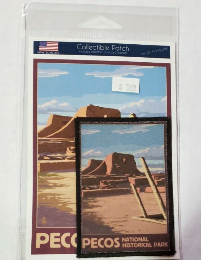 PECOS NATIONAL HISTORICAL PARK N.M. Souvenir Patch with postcard new sealed NPS 