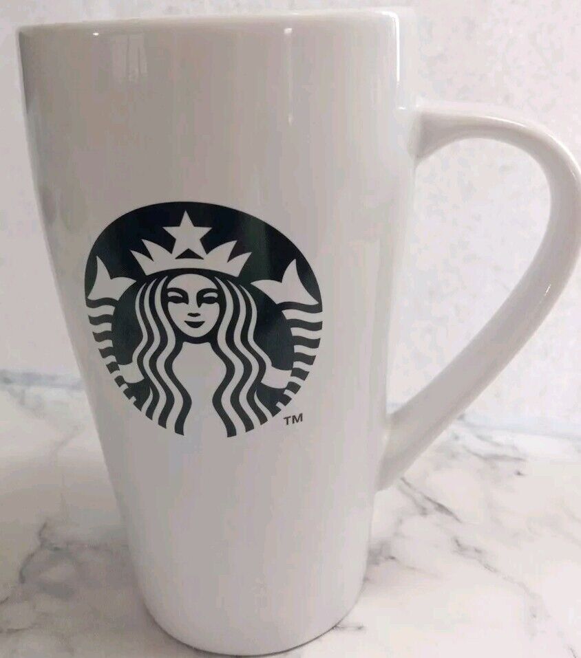 Starbucks Tall Black and White Mug 2014  18 floz