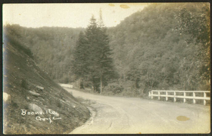 Roadway through Boonville Gorge NY RPPC postcard 1930s