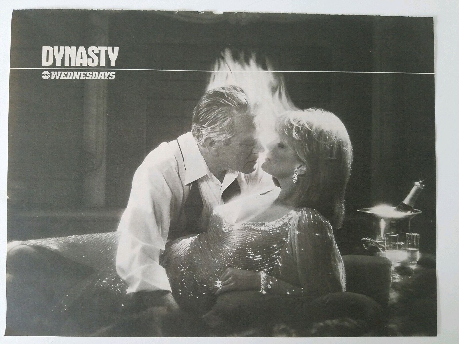1985 Dynasty  ABC TV television show Linda Evans romantic fire ad