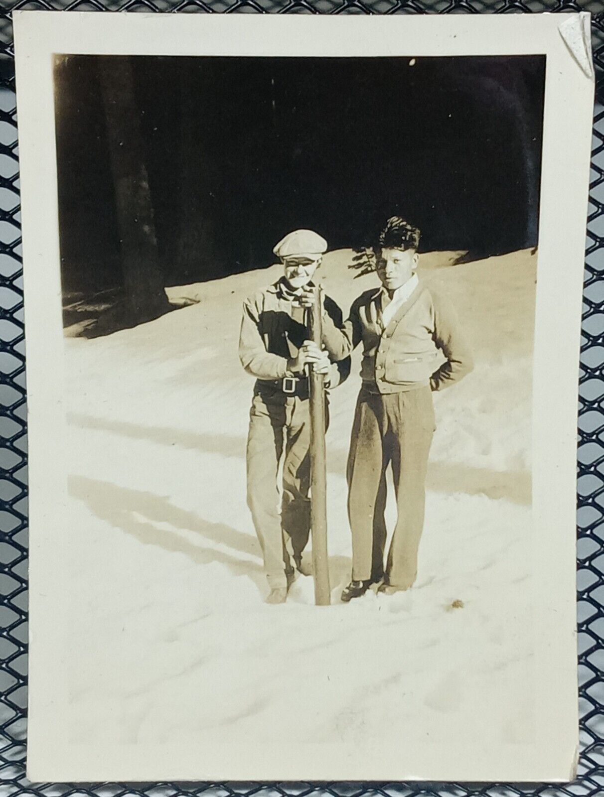 c.1930\'s Native Teen Style Fashion Boys Hiking Snow Smile Small Vtg Photo 1940\'s