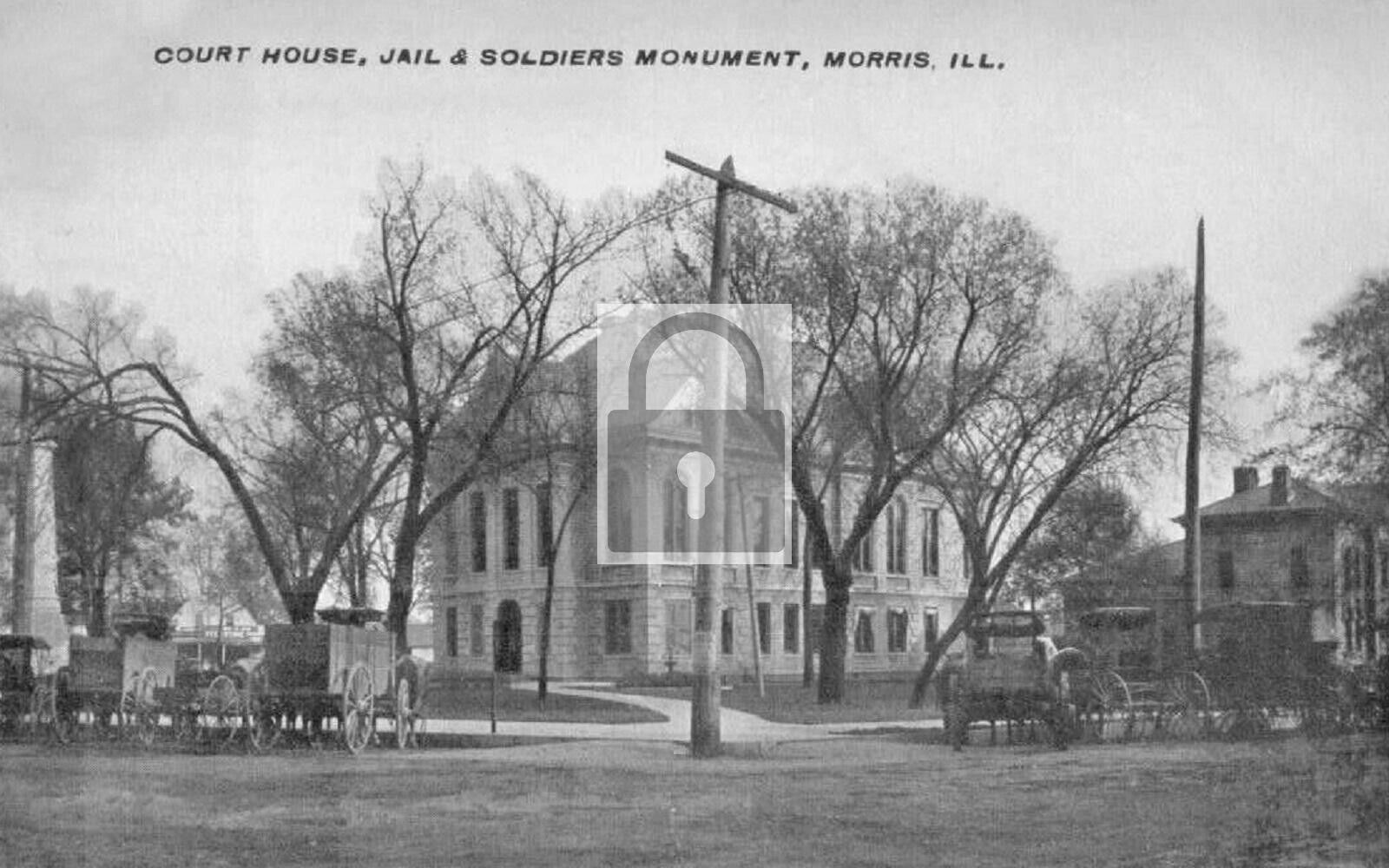 Street View Court House & Jail Morris Illinois IL Reprint Postcard