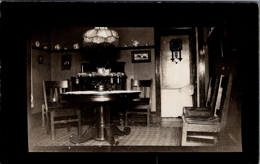 Dining Room Interior, HORNELL, New York Real Photo Postcard