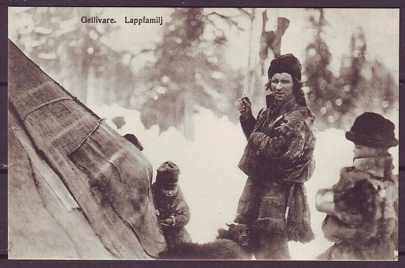 g2548/ Sweden Lapland Postcard c1914 # Gellivare Lap Family with Dog