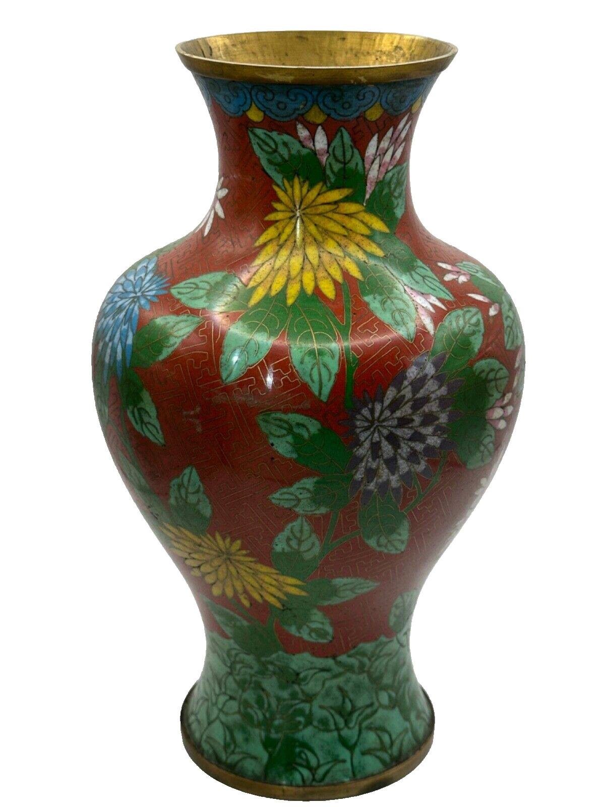 Large Cloisonne Chinese Vase Antique Vintage Asian Decor