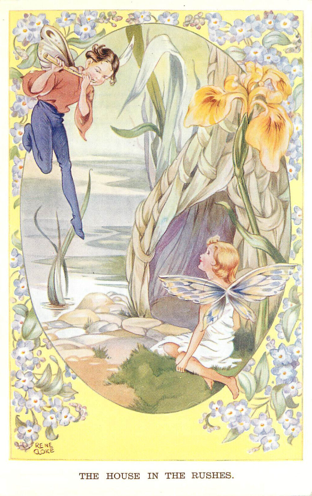 Rene Cloke Fairy Series Postcard 5106 Pixies House in the Rushes