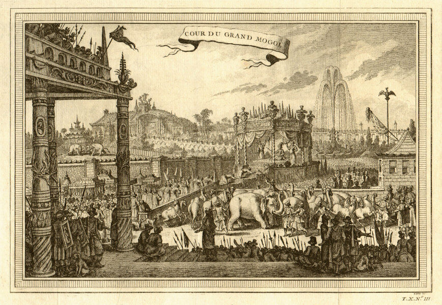 \'Cour du Grand Mogol\'. Court of the Mughal Emperor, Delhi, India 1752 print