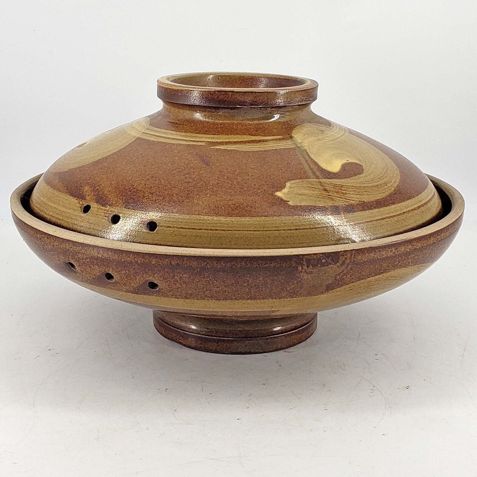 Vintage Studio Art pottery set of 2 serving bowls or bowl dish w lid casserole
